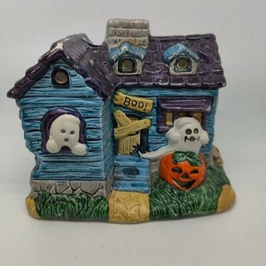 Vintage Russ Berrie Haunted House Ghosts Boo Boarded Door Candle Lighted - Picture 1 of 10