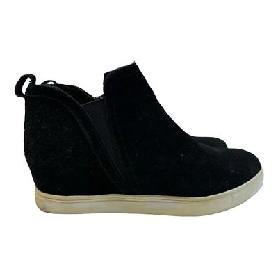 Black Suede Wedge Heel Ankle Booties Casual Comfort Shoes - Image 1 of 4
