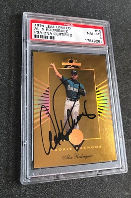 1994 Leaf Limited Rc Phenoms Alex Rodriguez #10 PSA/DNA - YANKEES - RARE !! - Image 1 of 4