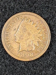 1898 INDIAN HEAD CENT PENNY GUTER ZUSTAND UNGEPRÜFT - Bild 1 von 2