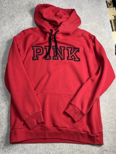 UNDERCOVER Felpa rosa Victoria's Secret con cappuccio donna media coulisse grafica rossa