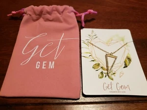 NEW Get Gem Necklace Gold Plated 18" chain + Extender Pave CZ Triangle Charm - Bild 1 von 2