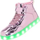 APTESOL Kids LED Light Up Shoes High Top USB Rechargeable Flashing Sneakers sz 1