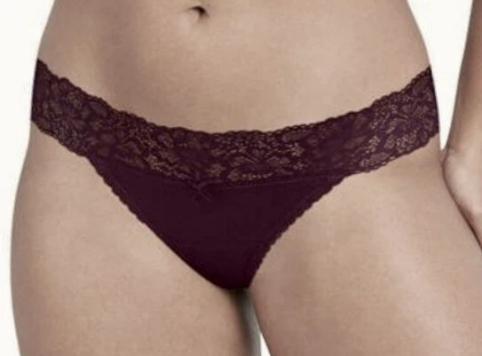 MAIDENFORM SIZE XL 8 THONG MUST HAVES DMESLT MAROON FLORAL LACE PANTIES