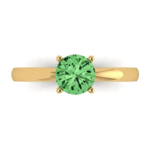 1Ct Simulated Green Diamond 4-Prong Solitaire Engagement Ring, 14K Yellow Gold - Bild 1 von 11