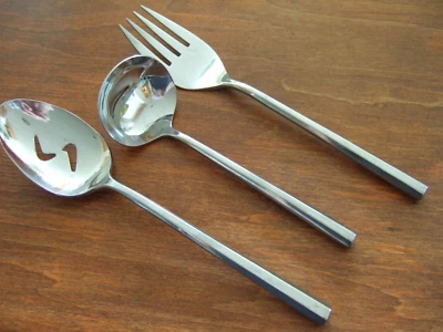 3 SERVING PIECES THE CELLAR BENTLEY PATTERN Stainless Hexagonal Design Japan - Image 1 of 4