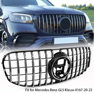 Black+Chrome Front Grille Replace For Mercedes Benz X167 GLS450 GLS580 2020-2022 - Picture 1 of 16