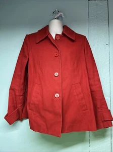 NY & Co Red Cotton & Spandex Blend Denim Jacket Coat Button Down Women's Size L - Picture 1 of 3