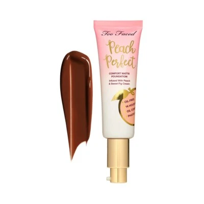 Too Faced Peach Perfect Comfort Matte Foundation - Sable - 1.6 oz - New In Box - Image 1 of 4