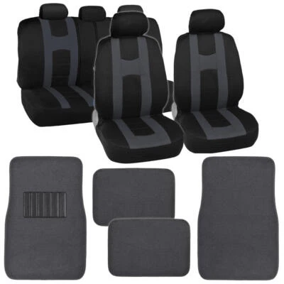 Seat Cover for Car "Rome Sport" Racing Style  Black/Charcoal with Carpet Mats - Image 1 of 4