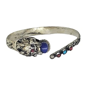 Tibetan Dragon Coral Lapis Stacking Bracelet - Picture 1 of 5