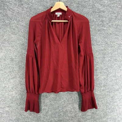 Chelsea28 Blouse Women XS Red V-Neck Long Sleeve Pullover Casual Breathable - Image 1 of 4