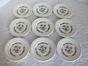 Wedgwood Plymouth Floral-Edme Acanalado-Inglaterra-6 1/2" Platos de Pan-Juego de 9 - Imagen 1 de 19
