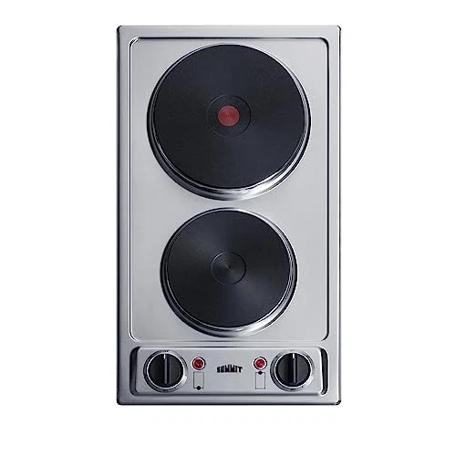 Summit CSD2B230 Stainless Steel 12"w 2 Burner Electric Cooktop