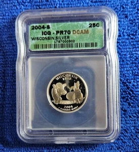 2004-S Silver Proof Wisconsin Quarter ICG PR70 DCAM - Picture 1 of 2