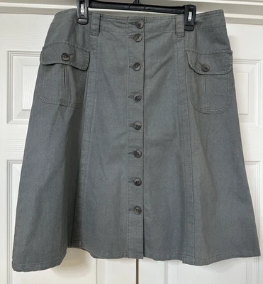 Falda para mujer The Territory Ahead talla 14 gris botones bolsillos delanteros mezcla de lino Foto 1 de 4