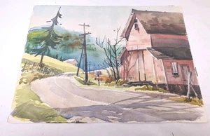 Robert Bock Curvy Mountain Road Home Aquarell Gemälde schön - Bild 1 von 5
