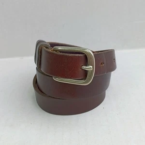 Eddie Bauer Brown Leather Belt-Medium-Harness Style-Brass Buckle-Classic-MInimal - Picture 1 of 10