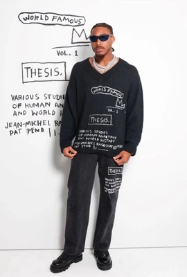 WHO DECIDE LA GUERRA x BASQUIAT x H&M Suéter Tejido Pesado Negro Estampado Talla XL NUEVO CON ETIQUETAS Foto 1 de 4