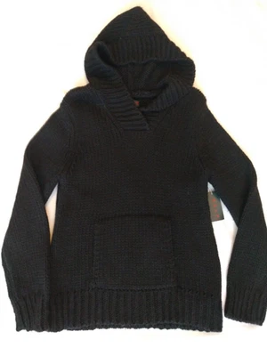 Ralph Lauren Ralph Mujeres Pullover con Capucha Suéter Grueso Tejido Bolsillo Negro Nuevo con Etiquetas Foto 1 de 4