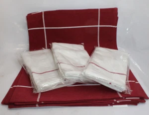 Pampered Chef Cranberry Window Pane Placemats And White Napkins Set Of 6 each - Picture 1 of 5