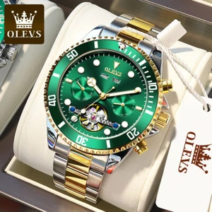 OLEVS Mechanical Watch Calendar Week Display Waterproof Men's Wristwatches - Picture 1 of 26