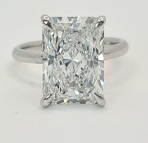 5.00 Carat E VS1 Platinum Radiant Cut Lab Grown Diamond Ring IGI Certified - Picture 1 of 9