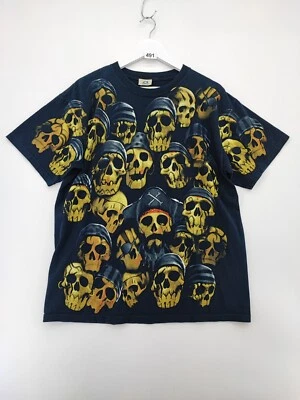 Liquid 男式黑色棉头骨桩 T 恤尺寸 L — 第 1/4 张图片