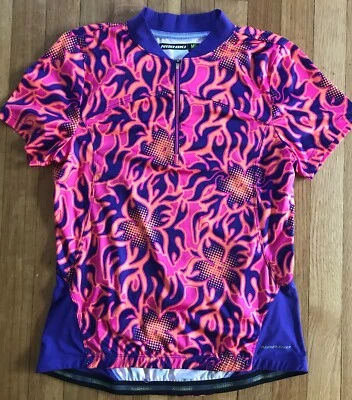 NISHIKI NWS CYCLING JERSEY - WOMEN'S MEDIUM - 1/4 ZIP - NEON FLAMES - ANTI SLIP - Image 1 of 4