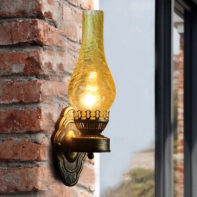 Retro Wall Sconce Light Indoor + Out Antique Lamp Vintage Rustic Lantern Fixture - Image 1 of 4
