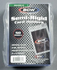 (50) BCW SEMI RIGID CARD HOLDER #2 ~ PSA BGS CGC SGC GRADING SUBMISSION SLEEVES - Picture 1 of 2