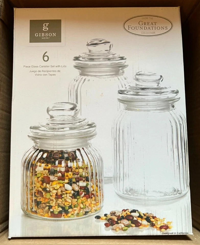 Gibson Juego de 6 botes de vidrio con tapas Foto 1 de 1