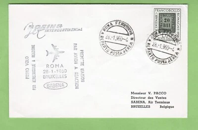Sabena  Roma Brussels 1960 first flight cover Boeing Intercontinental FFC, Roma - Image 1 of 2