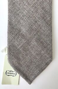 Agnona Wool & Cashmere Tie, Taupe, Made in Italy, New with Tag, 3 3/8” x 60”