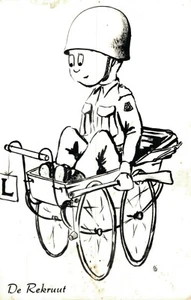 Military Comic Funny Soldier Child in a Wagon RPPC B56 - Picture 1 of 2