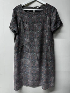 Women’s Fat Face Dress Size 10 Grey Floral Knee Length Short Sleeves EC - Picture 1 of 12
