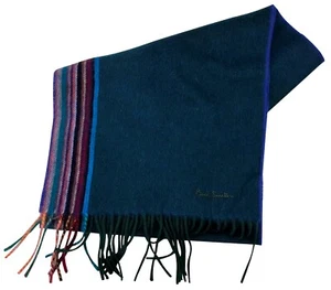Sciarpa PAUL SMITH uomo bicolore bordo M verde acqua a righe nappa taglia unica prezzo consigliato £ 125 - Foto 1 di 7