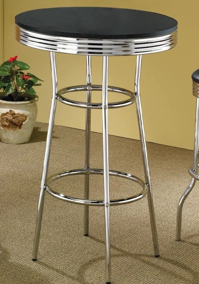 Mesa-tinteiro retrô anos 50 refrigerante com tampo preto por Coaster 2405 - Imagem 1 de 1