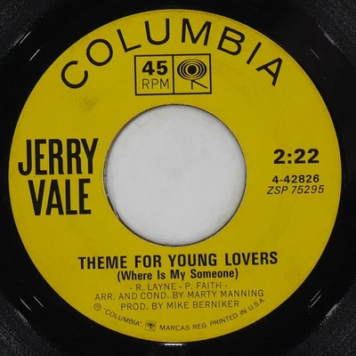 JERRY VALE Old Cape Cod / Theme Young Lovers COLUMBIA 4-42826 VG 45 1963 Vocal - Image 1 of 4