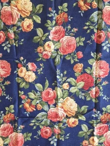 The Kesslers For Concord Decorator Fabric Cabbage Rose On Blue Farmhouse French - Picture 1 of 6