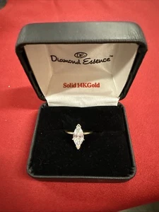 Diamond Essence Solid 14k Solid Cold Marquise Cut Solitaire Ring Size 6.5 - Picture 1 of 11