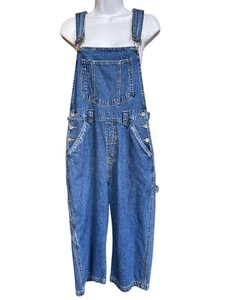 Vintage No Boundaries Denim Jean Overalls Women Sz LG Capri Straight Leg Y2K - Picture 1 of 11