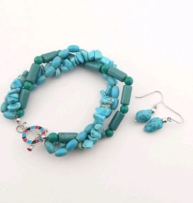 Juego de brazaletes y pendientes The Bradford Exchange TrueBlue turquesa 925 Foto 1 de 4