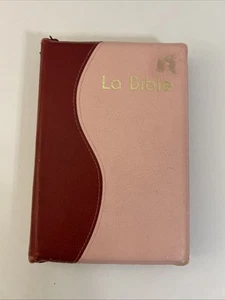 La Bible Du Semeur Faux Leather Zippered French Francais Red Pink 2000 - Picture 1 of 13