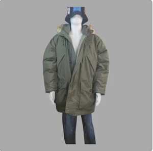 CABELA'S Premier Northern Goose Down Coyote Fur Parka Coat XL Olive **READ - Picture 1 of 14