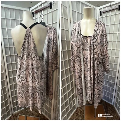 Secret Treasures, Mulher, Conjunto de Pijama-Roupão, Tamanho XL, Rosa-Preto, Estampa Animal, Corte Baixo.! - Imagem 1 de 4