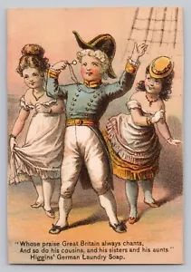 Victorian Trade Card Higgins German Laundry Soap Two Ladies on Ship with Captain - Bild 1 von 2