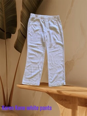 Karen Kane 裤子女式白色宽腿户外休闲弹性腰围舒适 S — 第 1/4 张图片