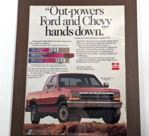 Anuncio de camioneta Dodge Dakota V8 1992 vintage 9,5x12 enmarcado decoración de garaje pared de regalo - Imagen 1 de 8