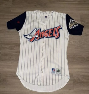 Vtg Russell Athletic Diamond Collection Anaheim Angels Pinstripe Baseball Jersey - Picture 1 of 8